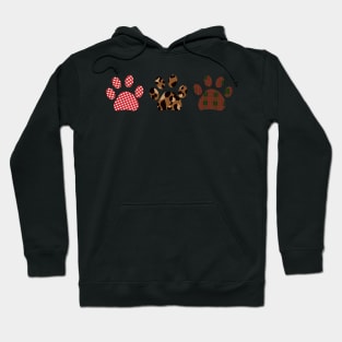 Leopard and plaid pattern paw print Hoodie